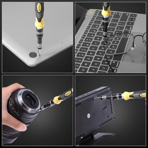 ORIA Small Screwdriver Set, 61 in 1 Precision Screwdriver Set with 57 Bits, Mini Screwdriver Repair Tools with Extension Rod for Mobile Phone, Game Console, Tablet, Yellow - color: Yellow