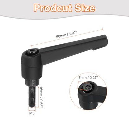 uxcell 1Pcs M5 x 16mm Adjustable Knobs Handle Male Thread Push Button Ratchet Quick Release Locking Rotating Bolt for Lathe Machinery, Black - size: M5 x 16mm