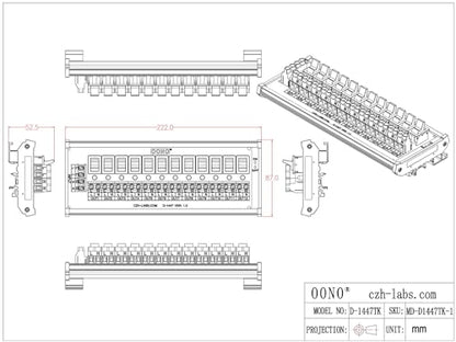 DIN Rail Mount 12 Channel Paddle Switch AC 115V 230V Power Distribution Strip Module - style: Paddle Switch, DIN Rail Mount