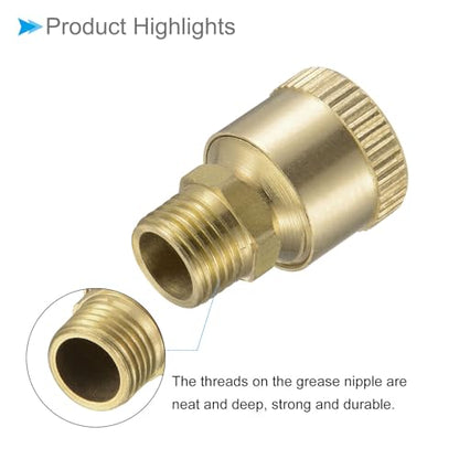 Brass Grease Oil Cup Cap, | M10x1 Thread 1.5ml | Oil Container Cup Oiler Lathe Machine Power Accessories - (Applications: for Industrial Lubrication), 2-Pieces - size: M10x1