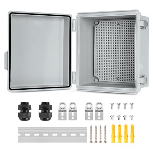IP67 ABS Outdoor Electrical Junction Box Waterproof with Aluminum DIN Rail - color: Grey, size: 5.9''×5.9''×3.5''