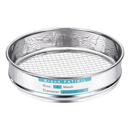 PATIKIL Lab Sieve 3 Mesh(7mm) 7.9"(20cm) Diameter Sifting Screen - size: 3 Mesh(7mm)/7.9"