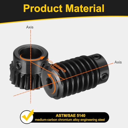 uxcell Worm Gear Set 1 Mod 20T 1:20 Reduction Rate,Gear 12mm,Rod 5mm Bore - size: Gear 12mm, Rod 5mm Bore