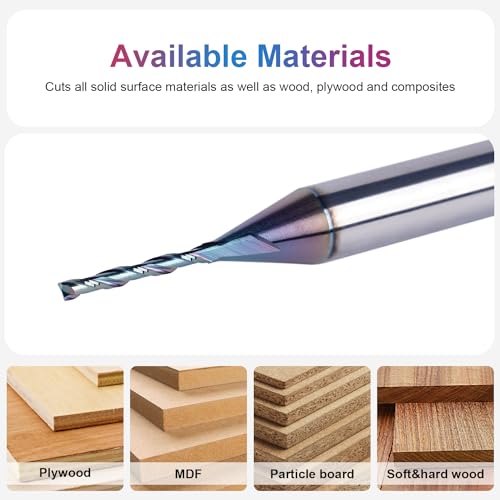 SpeTool 1/16 Inch Up Cut Spial Router Bit 1/4 Inch Shank with Extra Long Life Coating CNC Router Bit Plunge Woodworking Engraving Tool - size: 1/16" Dia -1/2" CL - 1/4" Shank, style: UP CUT
