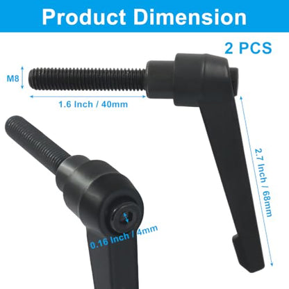 Adjustable Clamping Lever Handles, M8x40, 2 Pack - size: M8x40mm