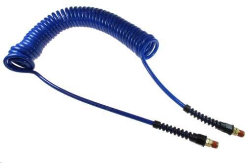 Coilhose Pneumatics PU14-20B-B Flexcoil Polyurethane Coiled Air Hose, 1/4-Inch ID, 20-Foot Length with (2) 1/4-Inch Reusable Strain Relief MPT Swivel Fittings, Dark Blue - color: Blue, size: 1/4" X 20 Feet