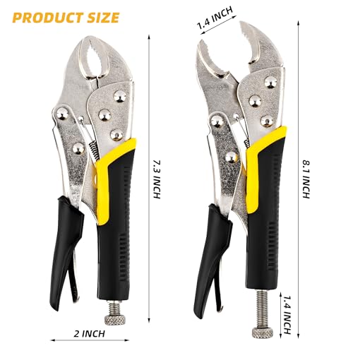URASISTO 7-Inch Locking Pliers, Premium Alloy Steel Construction, Curved Jaw Locking Pliers with Wire Cutter, Quick Release, Fit for Clamping Twisting Welding