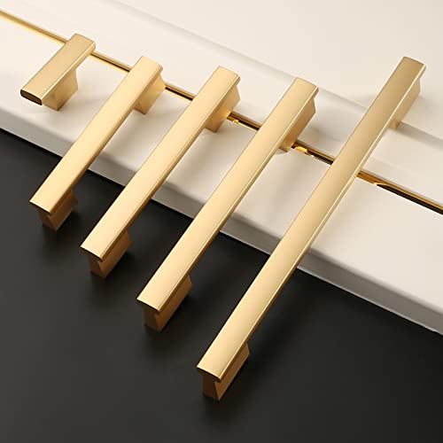 Asidrama 10 Pack 3 Inch(76mm) Brushed Gold Cabinet Pulls Kitchen Cabinet Handles Gold Cabinet Pulls Cabinet Hardware for Cupboard Drawer - color: Gold, size: 3" Hole Center(76mm)