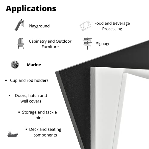 BuyPlastic Black HDPE Boat Board, Marine Grade Plastic Sheet 1/2" Thick, Nominal Size 6" x 27", High Density Polyethylene Panel - size: 1/2" x 6" x 27", style: Black