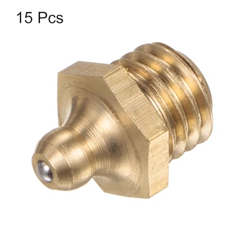 HARFINGTON 15pcs Brass Straight Grease Fitting M12x1.75mm Metric Thread Hydraulic Grease Nipple Accessories for Car - size: M12x1.75