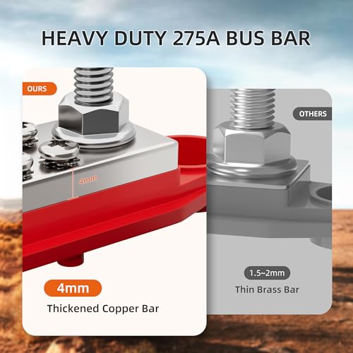 RVBOATPAT 275A Marine Bus Bar 12V Power Distribution Block 2 x 5/16" Terminal Studs and 14 x #8 Screws Positive and Ground Battery BusBar for Automotive Car Boat - style: 275A 2x5/16"(M8) Studs+14 x #8 Screws