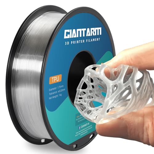 GIANTARM 95A TPU 3D Printer Filament 1.75mm, 1kg Spool, Clear, +/- 0.03mm - color: Tpu-clear