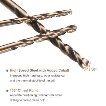 HARFINGTON 10pcs M35 Cobalt Twist Drill Bit 4.2mm(11/64") Dia High-Speed Steel Metric Drill Bit with Titanium Coating for Drilling Hard Metals, Stainless Steel, Alloy Steel, Cast Iron - size: 4.2mm