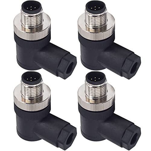 Aviation Connector Plugs,Lonlonty 12mm 8-Pin Male Aviation Wire Connector Plug,AC 250V 5A IP67 M12 Right Angle Chassis Connector Socket,Pack of 4 - color: Male, size: 8Pin Right Angle