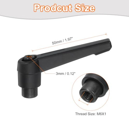 uxcell 2Pcs M6 Adjustable Knobs Handle Female Thread Push Button Ratchet Quick Release Locking Rotating Bolt for Lathe Machinery, Black - size: M6