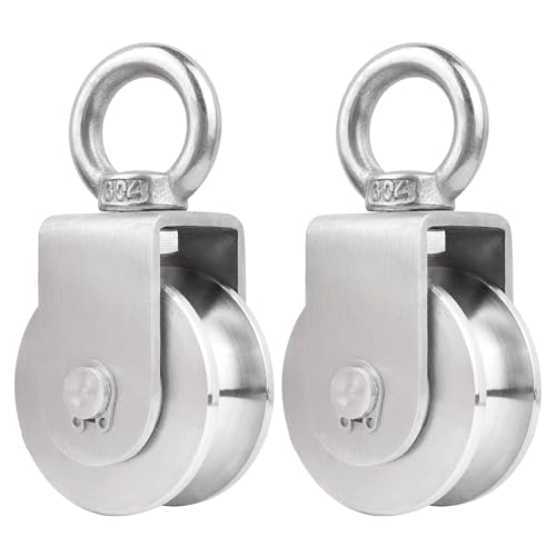 Swivel Single Pulley Block with Bearing Inside, 304 Stainless Steel Heavy Duty Cable Wheel for Pulley System Gym Equipment (48mm-2PCS) - size: 48mm-2PCS