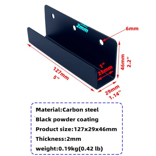 4 PCS Black Steel Wall Tile Bracket, Ladder Hanger for Wall Mount, U Bracket, Billboard Hook, Thickness 2 mm, Slot Width 25mm - size: Slot width 25mm
