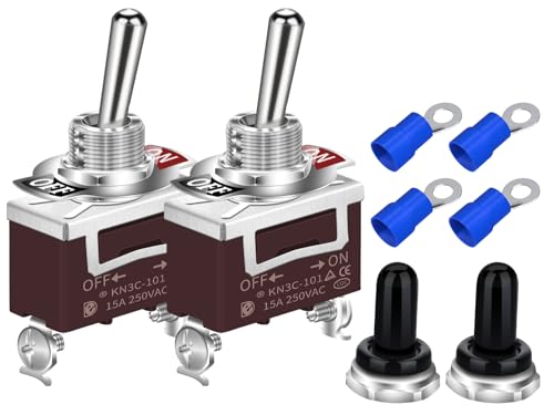 DaierTek Waterproof Toggle Switch 12V DC 30A Heavy Duty 2 Pin ON Off SPST with Weatherproof Boot Cap Cover for Auto Car Marine Boat -2 Pack - size: Screw ON/OFF with Weatherproof Boot Cap