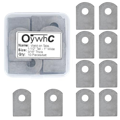 Weld on Tabs, Steel Shock Basic Weld Tab, Universal Weld on Tabs Flat Bottom Mount with a 3/8" Hole.1-1/2" Height, 1" Wide, 3/16" Thick Pack Of 10 Tabs Steel Mounting Bracket OywhC-1 - color: Flat Mount-Small 3/16" Thick