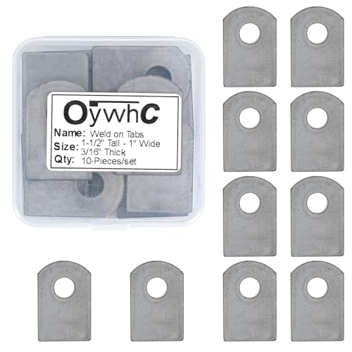 Weld on Tabs, Steel Shock Basic Weld Tab, Universal Weld on Tabs Flat Bottom Mount with a 3/8" Hole.1-1/2" Height, 1" Wide, 3/16" Thick Pack Of 10 Tabs Steel Mounting Bracket OywhC-1 - color: Flat Mount-Small 3/16" Thick