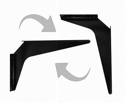 One Pair Workstation Heavy-Duty Reversible Brackets 1000lb. Load Capacity [per Pair] (18" x 24", Black) - color: Black, size: 18" x 24"