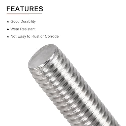 DTGN M10x1.5x40mm(DxPxL) Fully Threaded Rod - 5Pack - Good for Machinery - 304 Stainless Steel Right Hand Thread Rods Bar Studs - Silver - size: M10x1.5x40mm