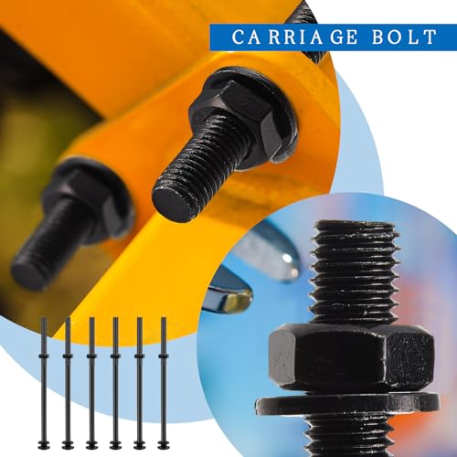 Zonon 12 Sets Carriage Bolt, Black, 1/2 x 10 Inch - color: Black, size: 1/2 x 10 Inch