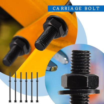 Zonon 12 Sets Carriage Bolt, Black, 1/2 x 10 Inch - color: Black, size: 1/2 x 10 Inch
