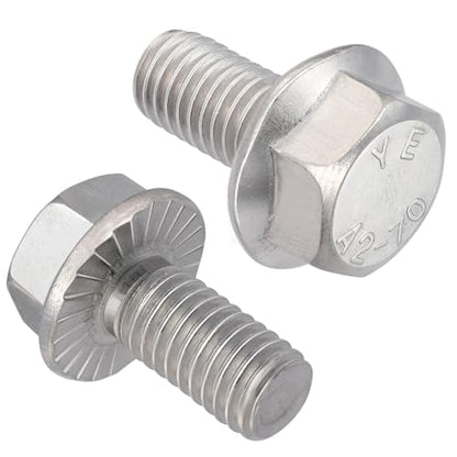 VGBUY M6-1.0 x 12mm Flanged Hex Head Bolts,304 Stainless Steel 18-8,Fully Threaded,Silver External Flange Hex Drive Screws,Pump,Fix Car,DIY Project(60Pcs) - size: M6x12mm