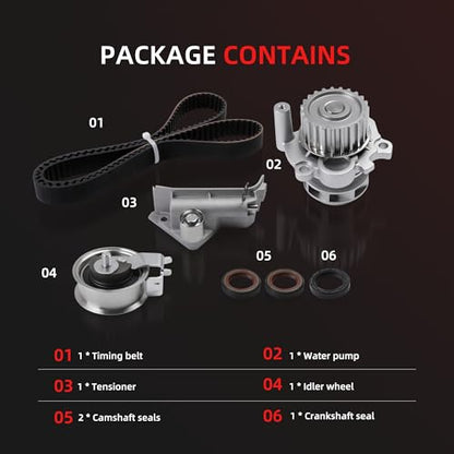 Engine Timing Belt Kit with Water Pump for Audi A4 TT Quattro - size: for Passat/ Jetta/ olkswagen Jetta 2