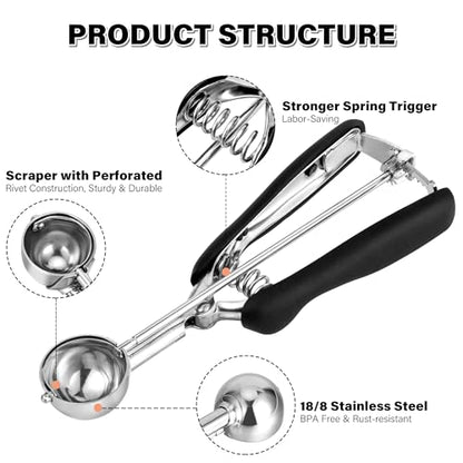 Cookie Scoop 1 Tbsp for Baking, Professional Stainless Steel Ice Cream Scoop 35mm, Melon Baller Meatball Scoop, Good Soft Grips, Quick Trigger Release, 15ml (1 Tablespoon) - size: 1 tbsp (35 mm)