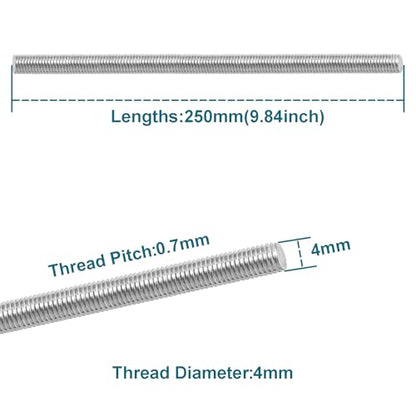 M4 X 250mm Threaded Rods, 4PCS Fully Threaded rods & Studs - size: M4 x 250mm