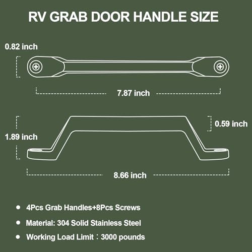 ESUDNT RV Grab Door Handle, Heavy Duty 304 Stainless Steel Metal for Camper, Trailer, Cargo Trailer, Motor Home, Boat, Automotive, Cart (4 Pack, Come with Screws) - size: 4 Pack