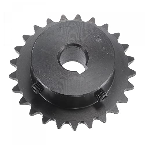 uxcell 25 Tooth Roller Sprocket, #25 Chain Single Strand 1/4" Pitch, 12mm Bore Black Oxide C45 Carbon Steel, 4x1.8mm Keyway with Set Screws for ISO 04C - size: 12mm