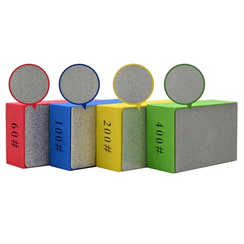 4pcs Diamond Hand Polishing Pads, Diamond Sanding Pads 60#,100#,200#,400# for Ceramic Tile Glass Grinding,Plane Sanding Blocks Polishing - color: Plane, size: 60# 100# 200# 400#