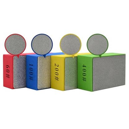 4pcs Diamond Hand Polishing Pads, Diamond Sanding Pads 60#,100#,200#,400# for Ceramic Tile Glass Grinding,Plane Sanding Blocks Polishing - color: Plane, size: 60# 100# 200# 400#
