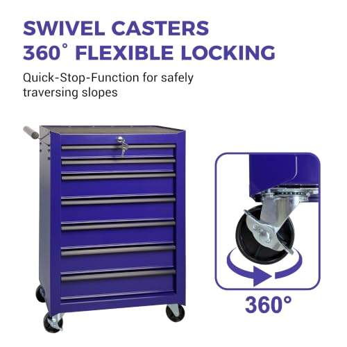 Rolling Metal Tool Chest with 7 Drawers - color: 7-drawer-purple-a