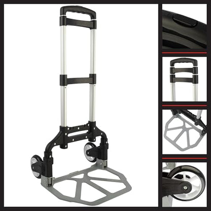 Folding Hand Truck - Dolly Cart with 154lb Capacity - Lightweight and Compact Aluminum Folding Cart with Telescoping Handle for Moving by Stalwart - size: 154lb Capacity