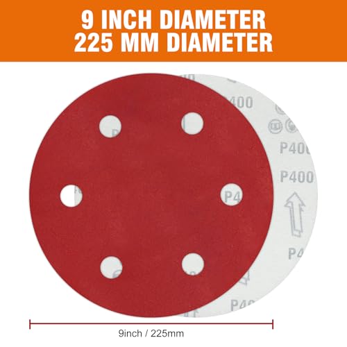 30 PCS 9 Inch Drywall Sanding Discs 400 Grit 6 Hole - color: 6 Hole, size: Grit 400