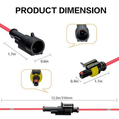 Lesnlok 1 Pin Connector Waterproof,16 AWG 1 Wire Connector, Automotive Electrical Connector with Heat Shrink Tubing, Automotive Truck, Marine Wire Connection, 6 Sets (16 AWG-1 Pin, 6) - style: 16 AWG-1 Pin