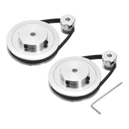 uxcell 2 Set GT-2 Synchronous Wheel 20&80 Teeth 5mm Bore, Aluminum Alloy Timing Pulley Wheel with 2Pcs Length 200mm, Width 6mm Belt for 3D Printer, CNC Machine (20-80T-5B-6)