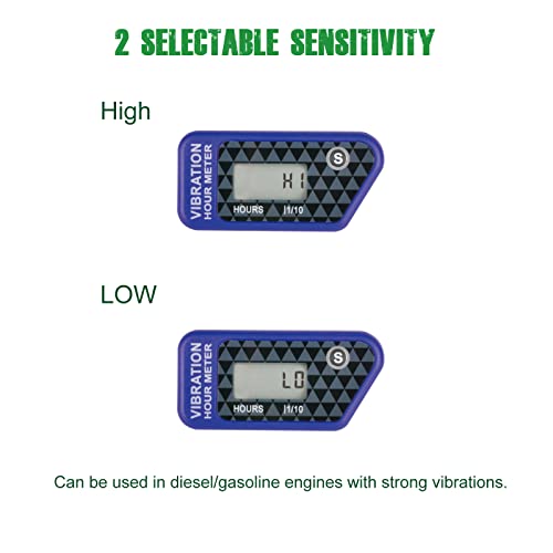 YOOREAL Vibration Hour Meter,Maintenance Hours Waterproof IP68 - color: Blue