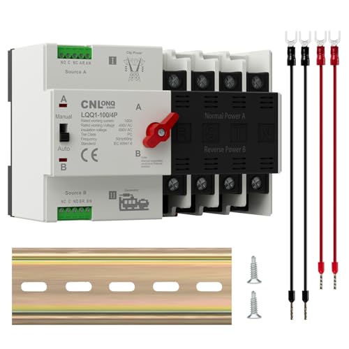 AC220V/240V 100Amp Automatic/Manual Transfer Switch 4P 50/60Hz, 4Poles Mini ATS Auto Dual Power Switch Automatic Changeover Fast Transfer for Home Generator, Soalr, Rv and Lv Power - size: 4P 100A 220V