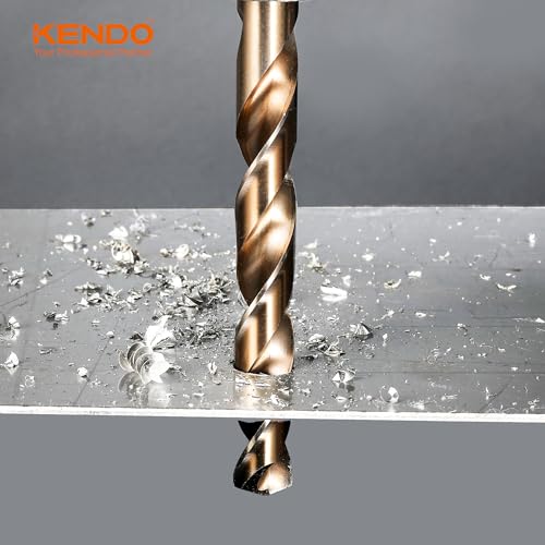 KENDO 5/16 Inch Cobalt Drill Bits (13pcs), M35 High Speed Steel, 135 Degree Tip, Jobber Length Twist Drill Bit Set for Hard Metal, Stainless Steel, Cast Iron, Wood and Plastic, with Storage Case - style: 5/16" (13Pcs)