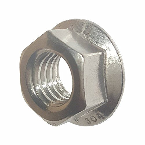 Fastenere Serrated Flange Nuts – 1/4"-20 (50-Pack), Durable Stainless Steel 18-8 Hex Lock Hardware Nuts, Corrosion-Resistant, Coarse Plain Finish for Home, Automotive & Industrial Use - size: 1/4-20 (50 Pack)
