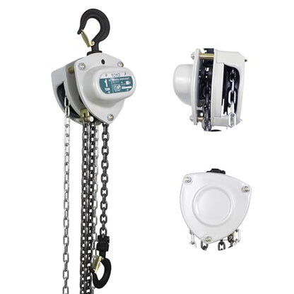 TOYO Chain Hoist 2200Lb,10ft Manual Chain Block Hoist 1ton Chain Fall 3M Come Along Hand Chain Hoist 2 Heavy Duty Hooks Industrial Grade Steel for Warehouse Automotive Construction Building - size: 1 Ton 10FT