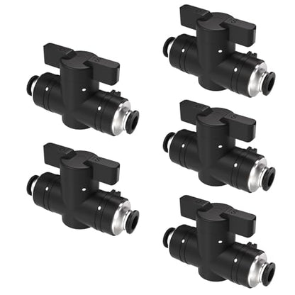 5/32 4mm Push To Connect Valve,Shut Off Air Flow Control Fittings - color: Black BUC, size: 5/32"OD(4mm)