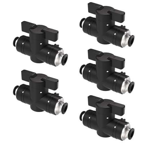 5/32 4mm Push To Connect Valve,Shut Off Air Flow Control Fittings - color: Black BUC, size: 5/32"OD(4mm)