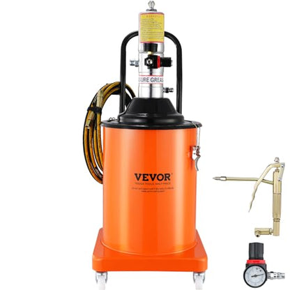 VEVOR Grease Pump, 5 Gallon Air Grease Pump with 13 ft High Pressure Hose and Grease Gun, 20L Pneumatic Grease Pump with Wheels, Portable Lubrication Grease Pump - style: 5 Gallon
