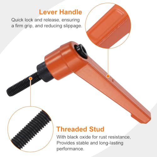 uxcell Clamping Lever Handles for Lathe, M5x20mm Male Thread Orange - size: M5x20mm